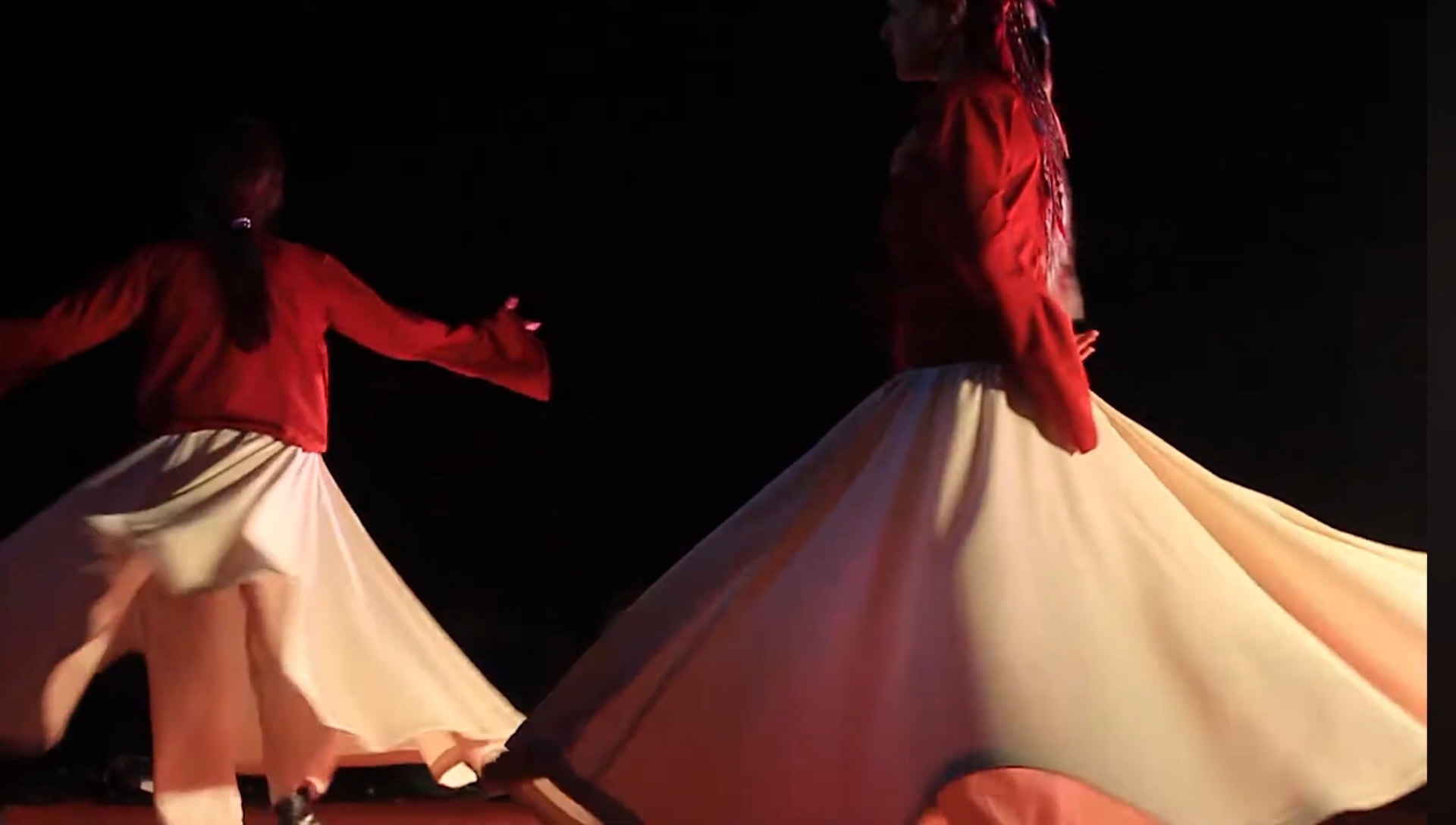 Whirling dancers at the ashram stage