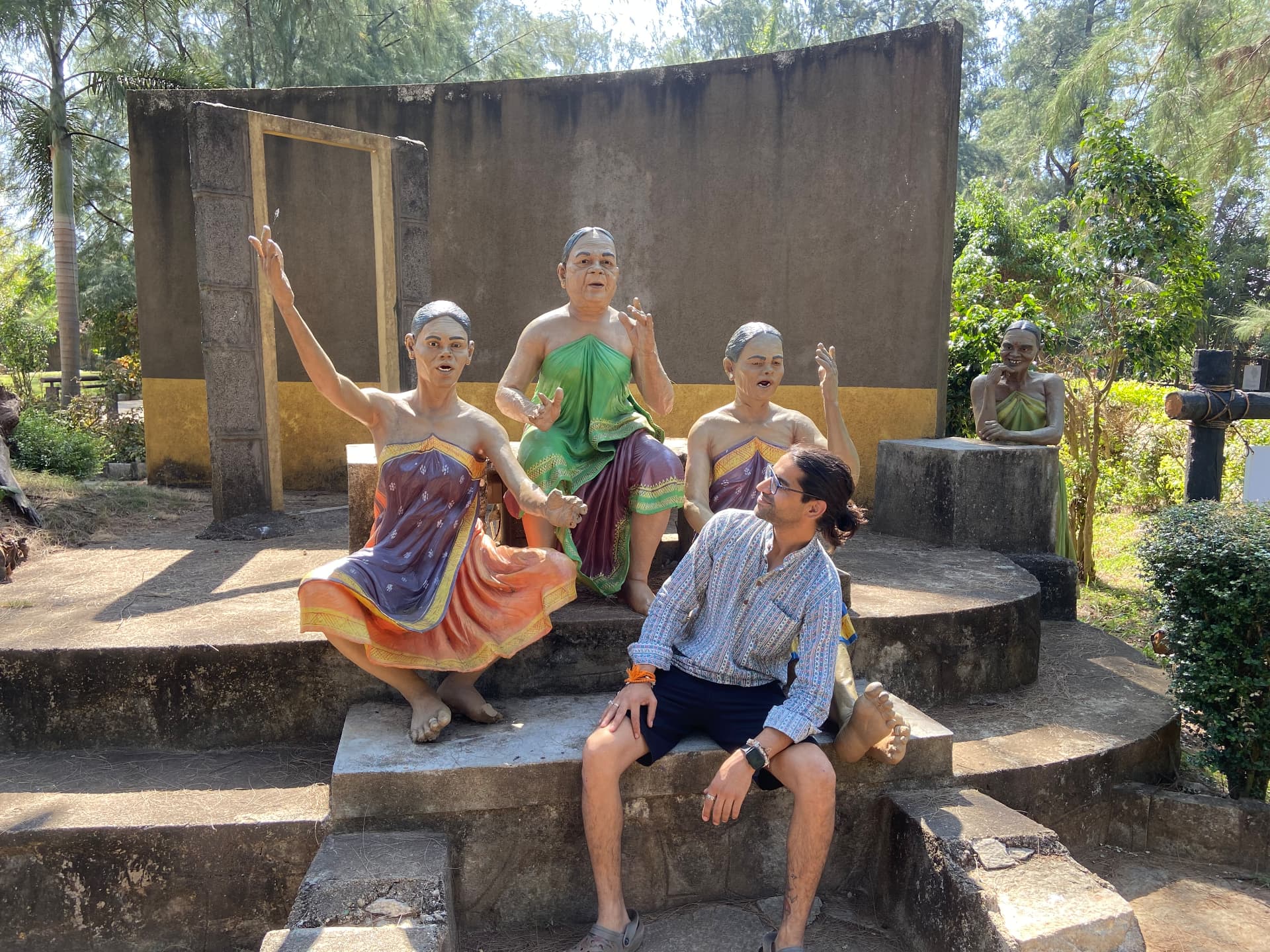 Among the sculptures on a coastal walk
